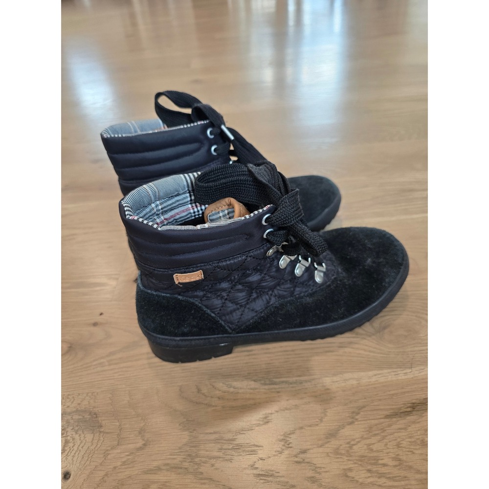 Keds Scout Boot III Black Suede Quilted Nylon Plaid Lined Ankle Boots WH63148